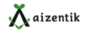 Aizentik logo featuring a stylized letter “A” with small green leaves sprouting at the top and sides.